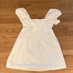 Nordstrom Abound White Cotton Square-Neck Dress with Puff Sleeves